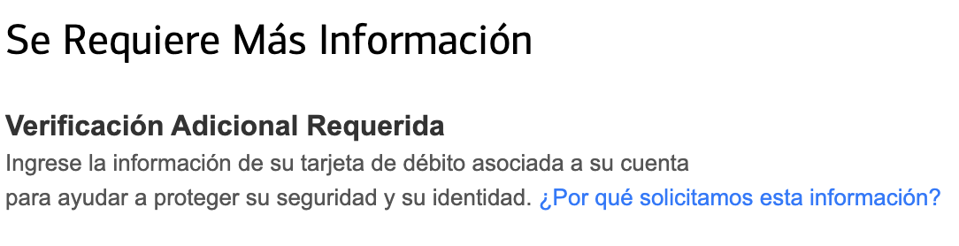 Información de tarjeta